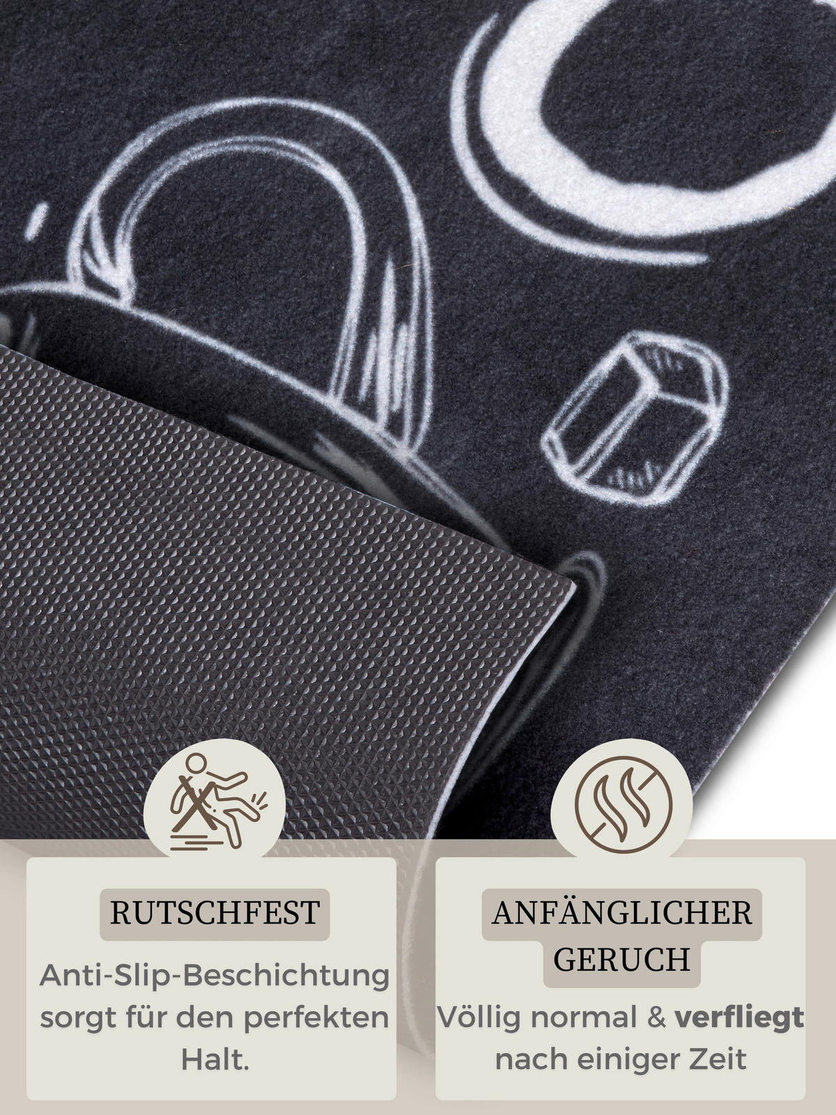 KÜCHENLÄUFER 50/150 cm Cook & Clean Schwarz, Weiß  - Schwarz/Weiß, Basics, Kunststoff (50/150cm) - Hanse Home