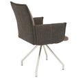 ARMLEHNSTUHL  Sitzfläche 180° drehbar, automatische Rückholfunktion Webstoff, Mikrofaser  - Edelstahlfarben/Braun, Design, Textil/Metall (60/92/60cm) - Linea Natura