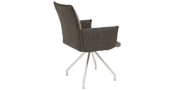 ARMLEHNSTUHL  Sitzfläche 180° drehbar, automatische Rückholfunktion Webstoff, Mikrofaser  - Edelstahlfarben/Braun, Design, Textil/Metall (60/92/60cm) - Linea Natura