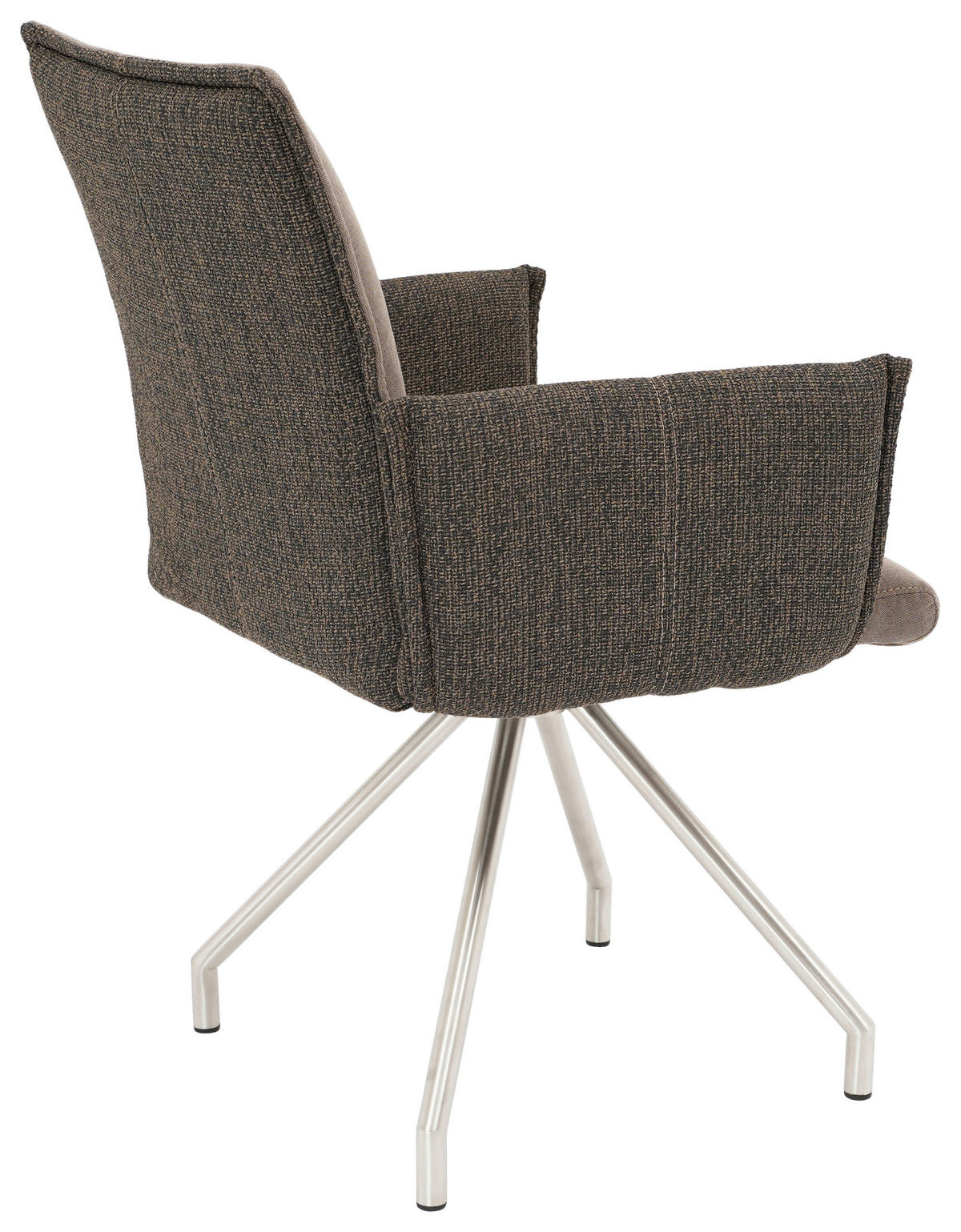 ARMLEHNSTUHL  in Webstoff, Mikrofaser  - Edelstahlfarben/Braun, Design, Textil/Metall (60/92/60cm) - Linea Natura