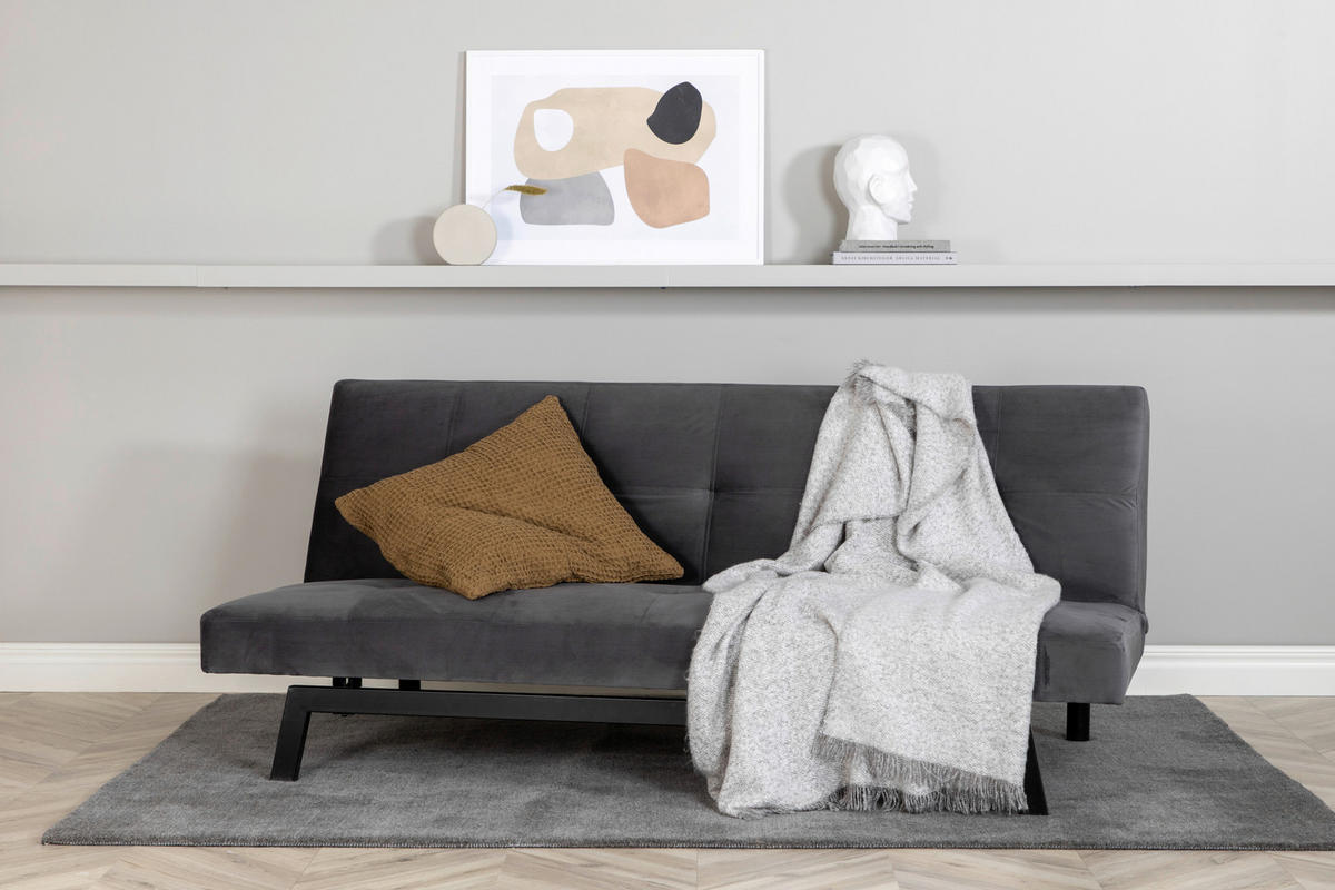 BÄDDSOFFA i mörkgrå  - mörkgrå, Design, metall/textil (180/80/55cm) - Livetastic