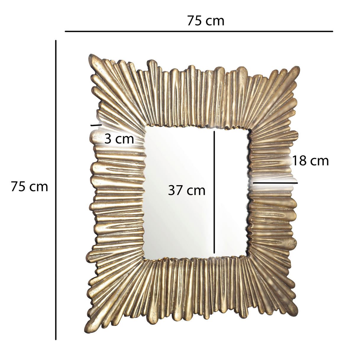 STENSKO OGLEDALO, 75/75/3 cm steklo  - zlate barve, Design, kovina/steklo (75/75/3cm) - MID.YOU