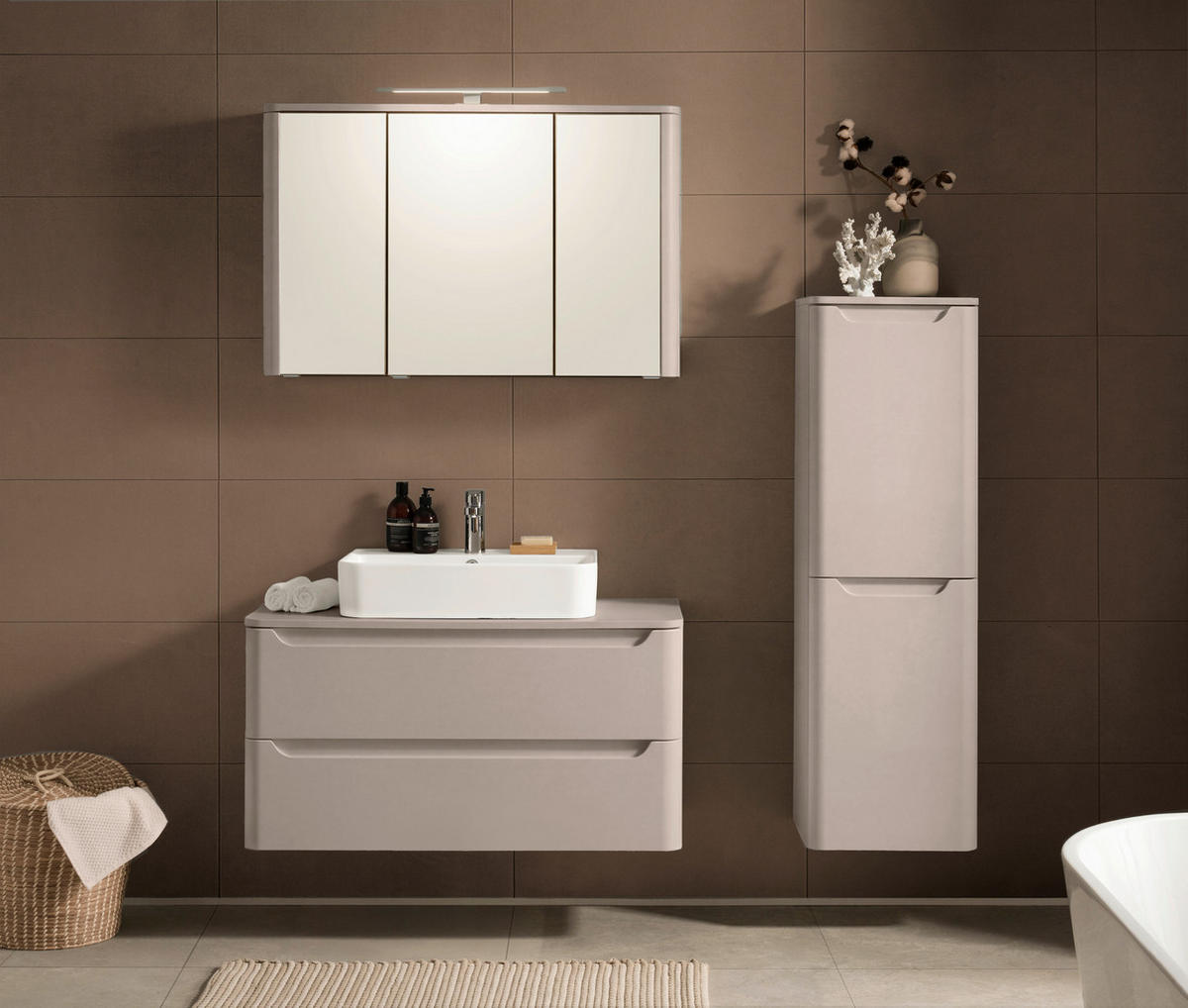 WASCHTISCHKOMBI 101 cm  - Kaschmir/Weiß, KONVENTIONELL, Keramik/Holzwerkstoff (101cm) - Xora