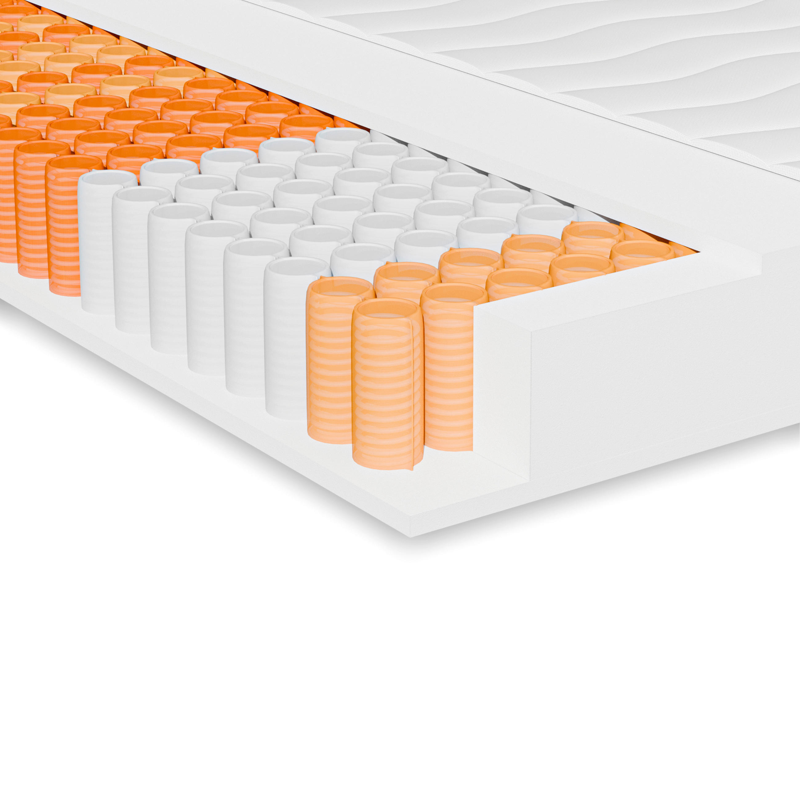 TASCHENFEDERKERNMATRATZE 90/200 cm, Höhe ca.: 20 cm, H2 = mittel,  - Weiß, Basics, Textil (90/200cm) - Xora