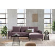 ECKSOFA in Velours Violett  - Violett/Schwarz, Basics, Holz/Textil (260/161cm) - Carryhome