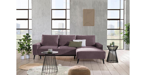 ECKSOFA in Velours Violett  - Violett/Schwarz, Basics, Holz/Textil (260/161cm) - Carryhome