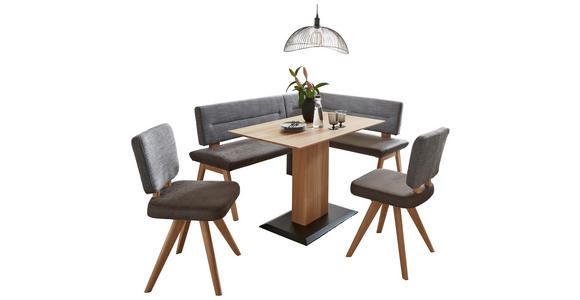 ECKBANKGRUPPE Flachgewebe Eiche Hartholz Grau, Eichefarben - Eichefarben/Grau, KONVENTIONELL, Holz/Textil (172/132cm) - Venda