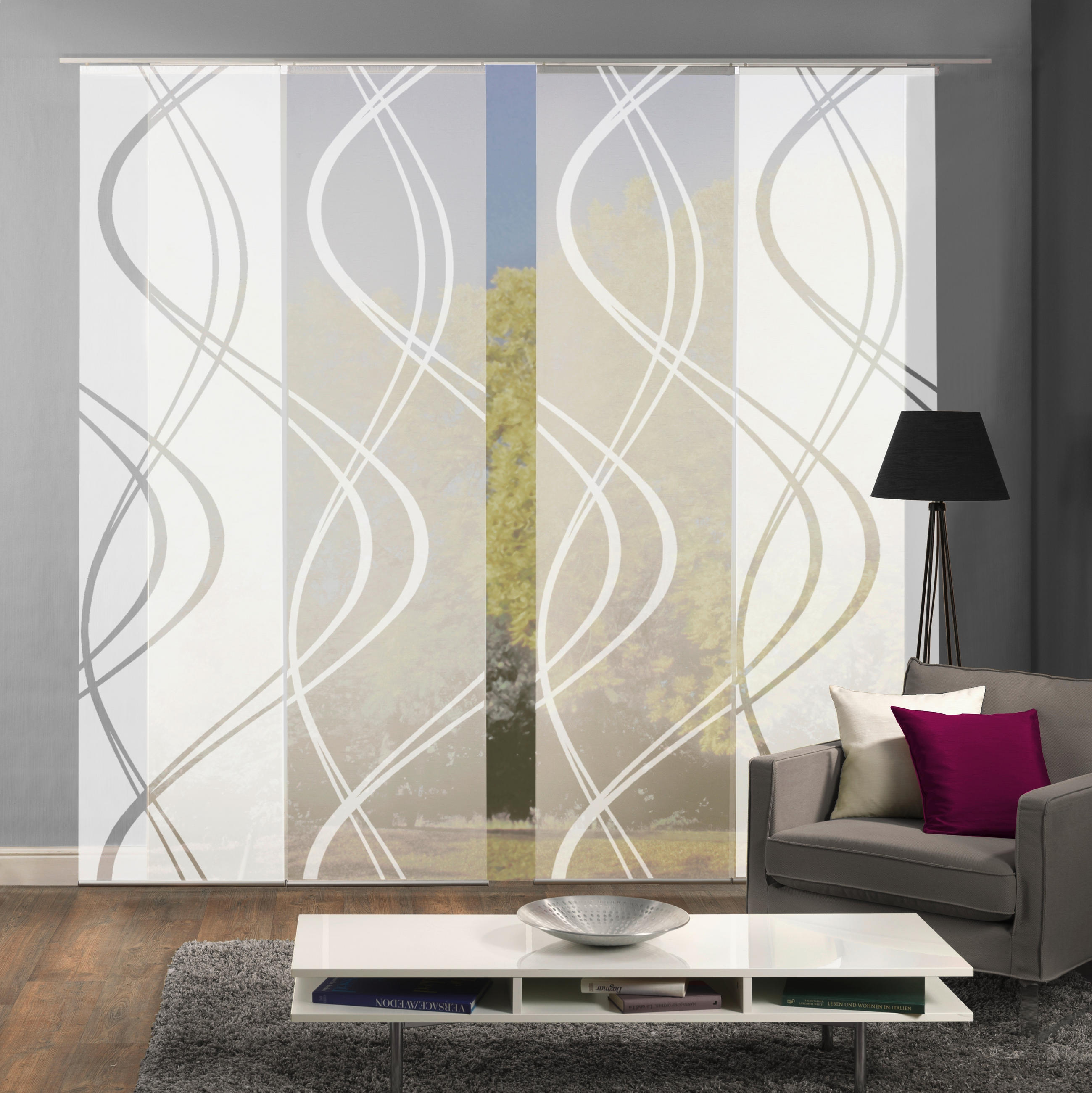 FLÄCHENVORHANG TIBERIO, 4-TLG.  4 Stück  halbtransparent   4x60/245 cm  - Weiß, MODERN, Textil (4x60/245cm)
