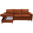 ECKSOFA Rostfarben Cord  - Rostfarben/Schwarz, KONVENTIONELL, Textil/Metall (150/240cm) - Carryhome