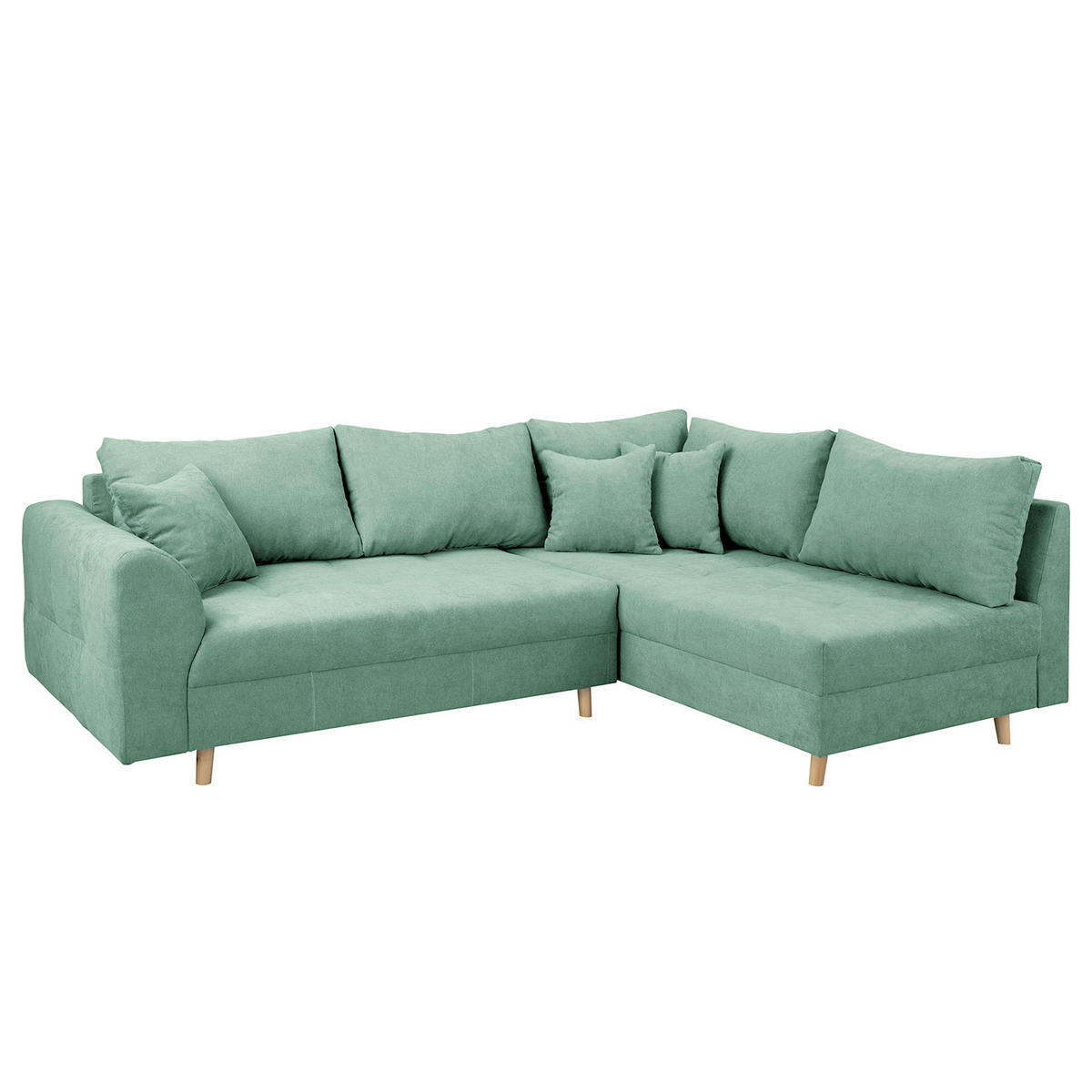 ECKSOFA inkl. Hocker Ariella in Mikrofaser Mintgrün  161/231 cm  - Naturfarben/Mintgrün, Design, Holz/Textil (161/231cm) - Livetastic