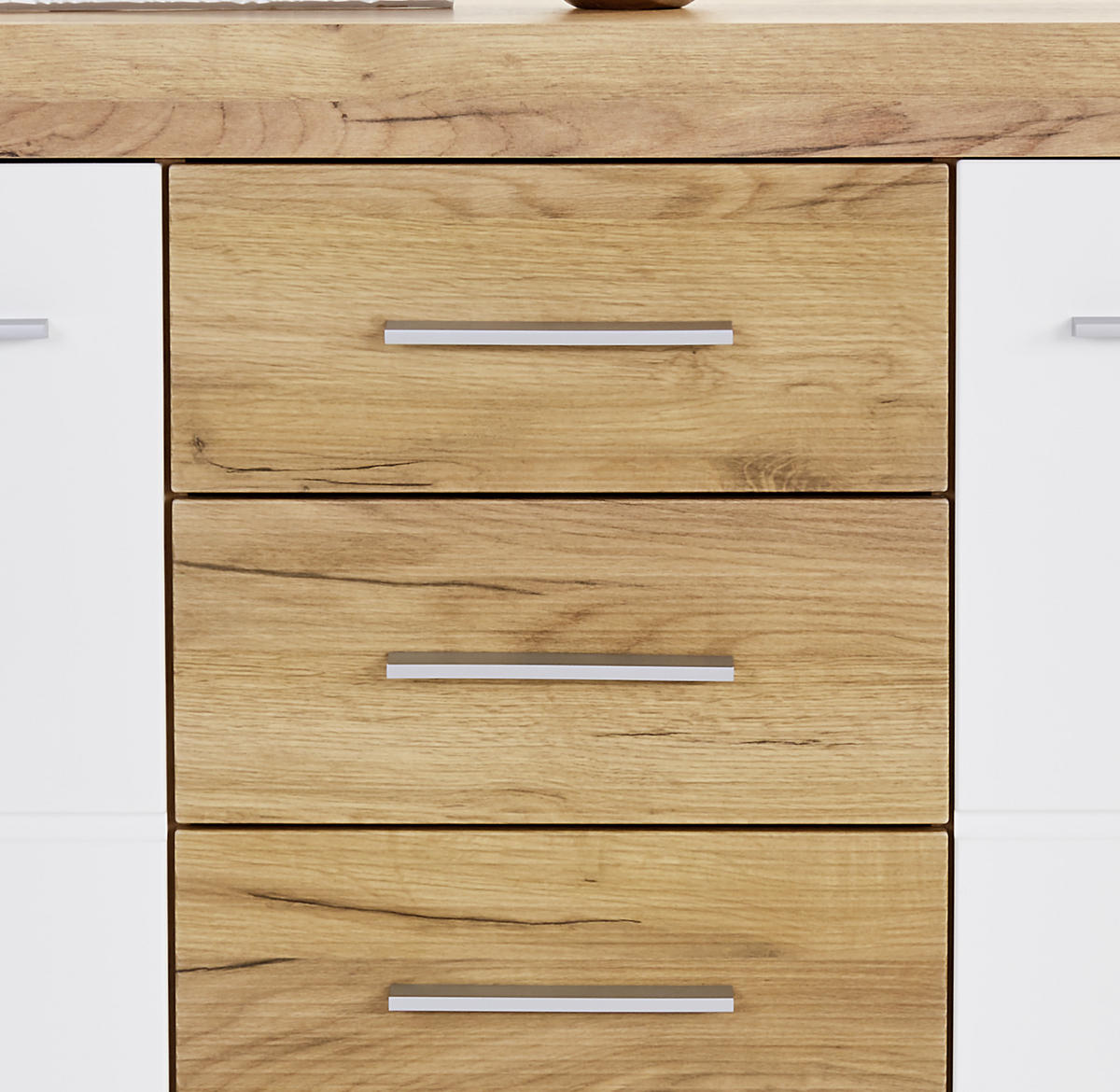 KOMODA   137,5/86/39,9 cm   bijela, boje hrasta  - bijela/boje hrasta, Moderno, drvni materijal/plastika (137,5/86/39,9cm)