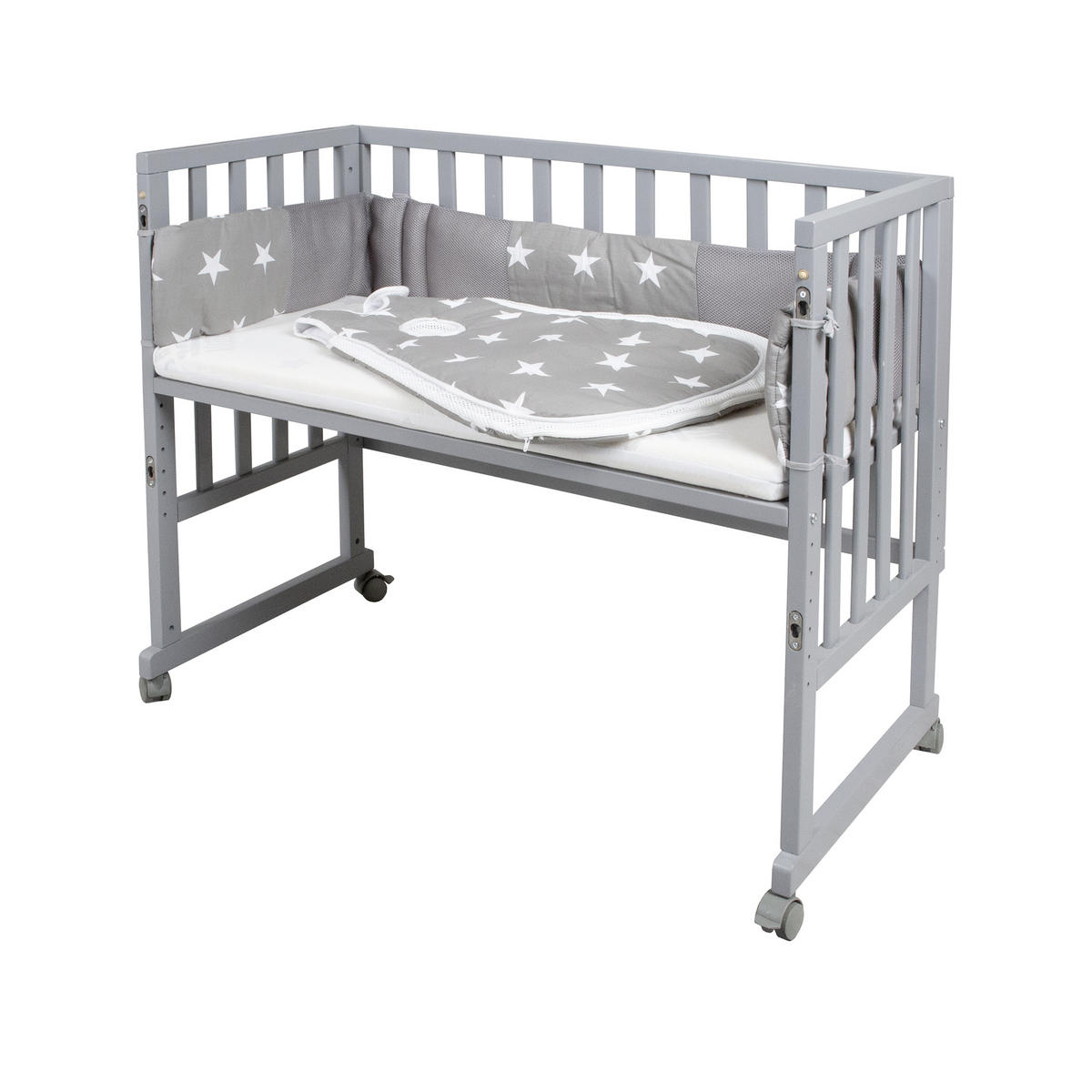 BEISTELLBETT Stubenbett 3 in 1 Little Stars  - Taupe/Grau, Basics, Holzwerkstoff/Kunststoff (49,5/85,5/90cm) - Roba
