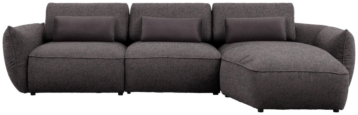 ECKSOFA  in Chenille Dunkelbraun  340/190 cm  - Dunkelbraun/Schwarz, Design, Kunststoff/Textil (340/190cm) - Belluti