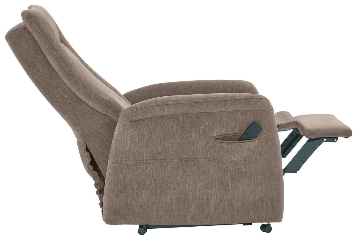 FERNSEHSESSEL Chenille Hellbraun  - Hellbraun/Grau, KONVENTIONELL, Kunststoff/Textil (78/115/90cm) - Hukla