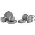 KOMBISERVICE Grau Salerno 16-teilig 4 Personen  - Grau, Trend, Keramik - Novel