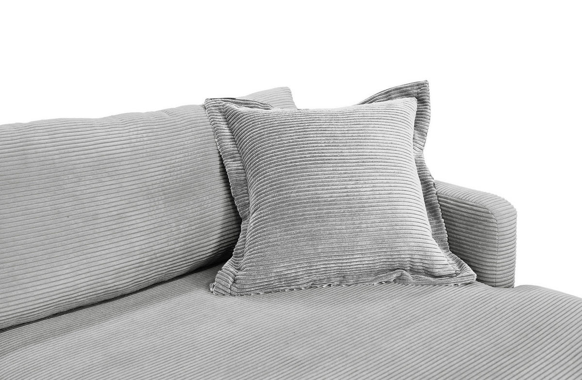 ECKSOFA in Cord Grau  - Schwarz/Grau, Design, Textil/Metall (268/193cm) - P & B