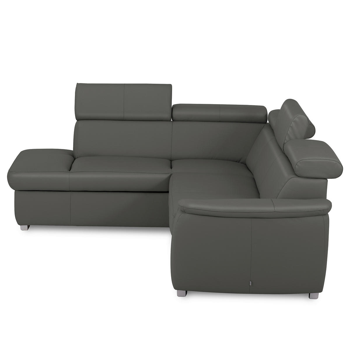 WOHNLANDSCHAFT  in Kombination Echtleder/Lederlook Anthrazit  - Anthrazit, Leder/Metall (211/262cm) - Celina Home