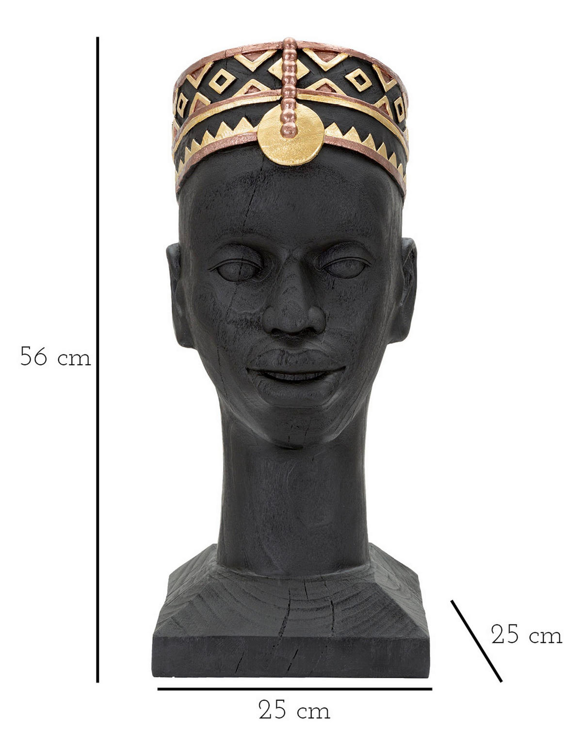SKULPTUR - Goldfarben/Schwarz, Basics, Kunststoff (25/56/25cm)