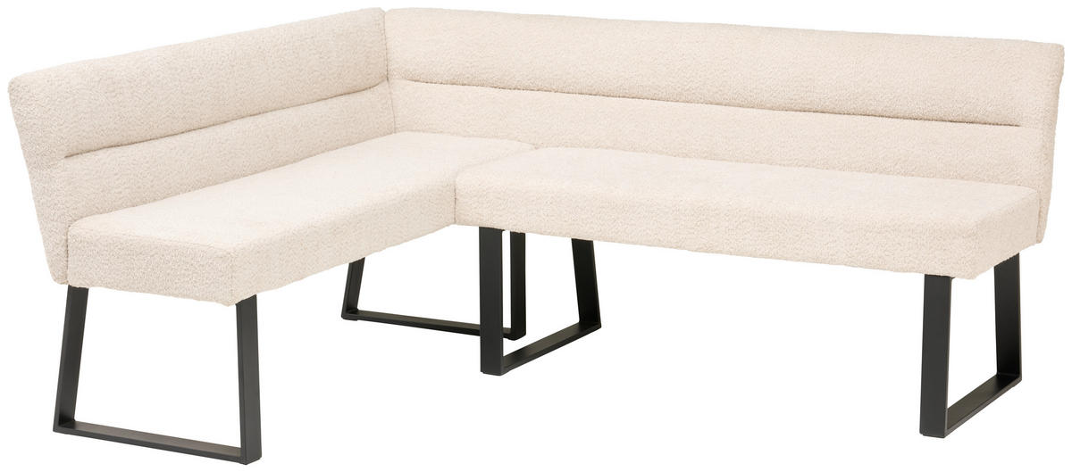 ECKBANK 150/190 cm Webstoff, Bouclé Beige   - Beige/Schwarz, KONVENTIONELL, Textil/Metall (150/190cm) - MID.YOU