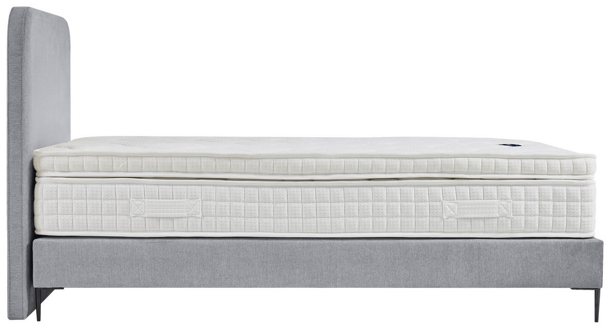 BOXSPRINGOVÁ POSTEĽ, 120/200 cm, svetlosivá - čierna/prírodná farba, Modern, kov/kompozitné drevo (120/200cm) - MID.YOU