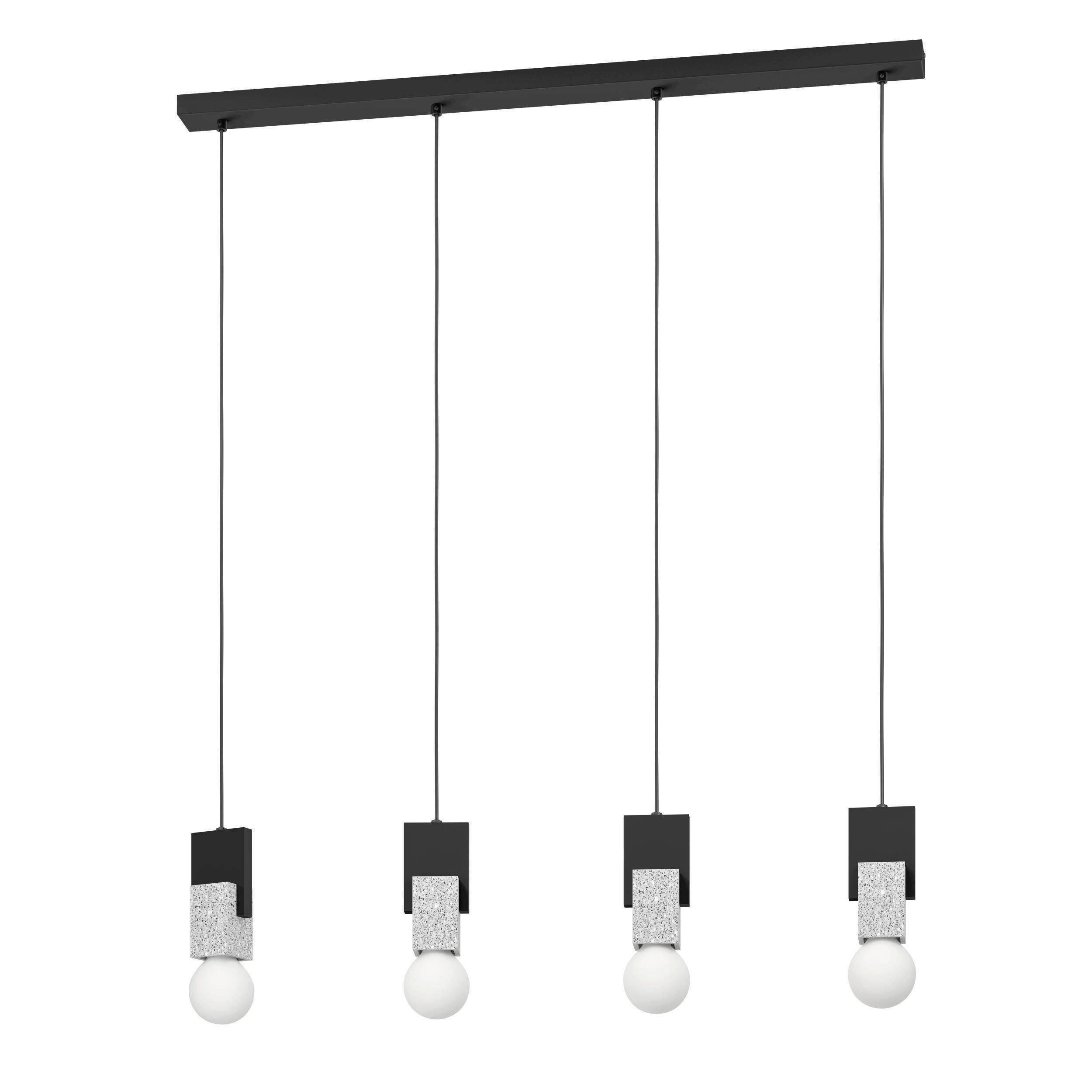 HÄNGELEUCHTE Lobatia 92,5/5,5/110 cm   - Schwarz/Weiß, Design, Holz/Stein (92,5/5,5/110cm) - Eglo