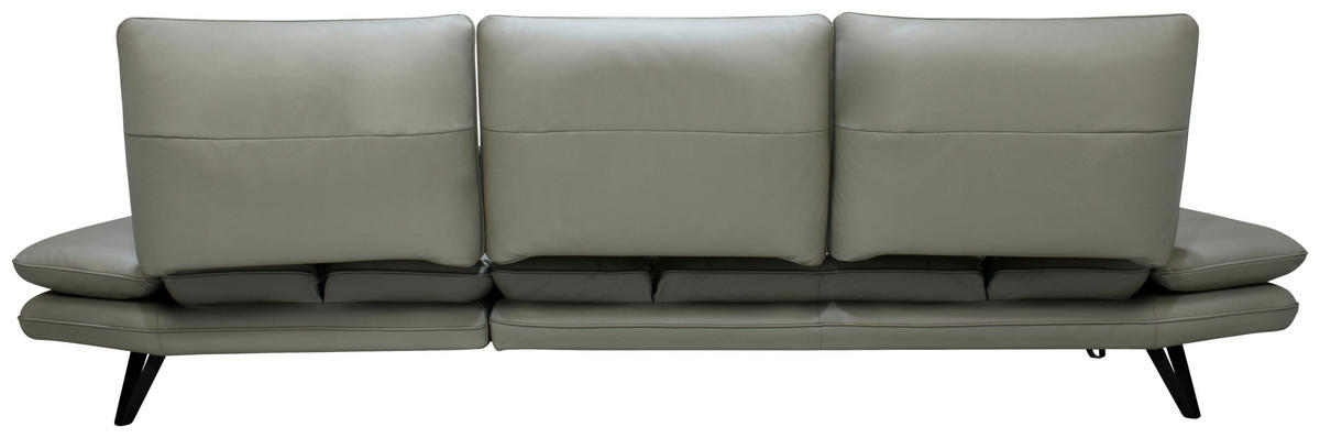 ECKSOFA Grau, Taupe Echtleder  - Taupe/Schwarz, Design, Leder/Kunststoff (312/104-128cm) - Celina Home