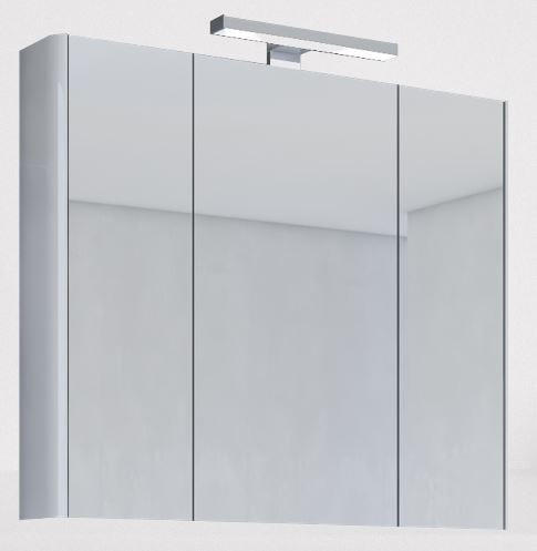 ORMARIĆ SA OGLEDALOM  bela  - bela, Moderno, staklo/pločasti materijal (80/74/15cm)