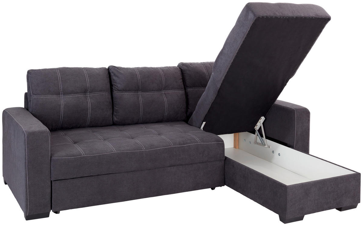 ECKSOFA in Mikrofaser Dunkelgrau  - Weiss/Dunkelgrau, Design, Kunststoff/Textil (240/160cm) - Livetastic