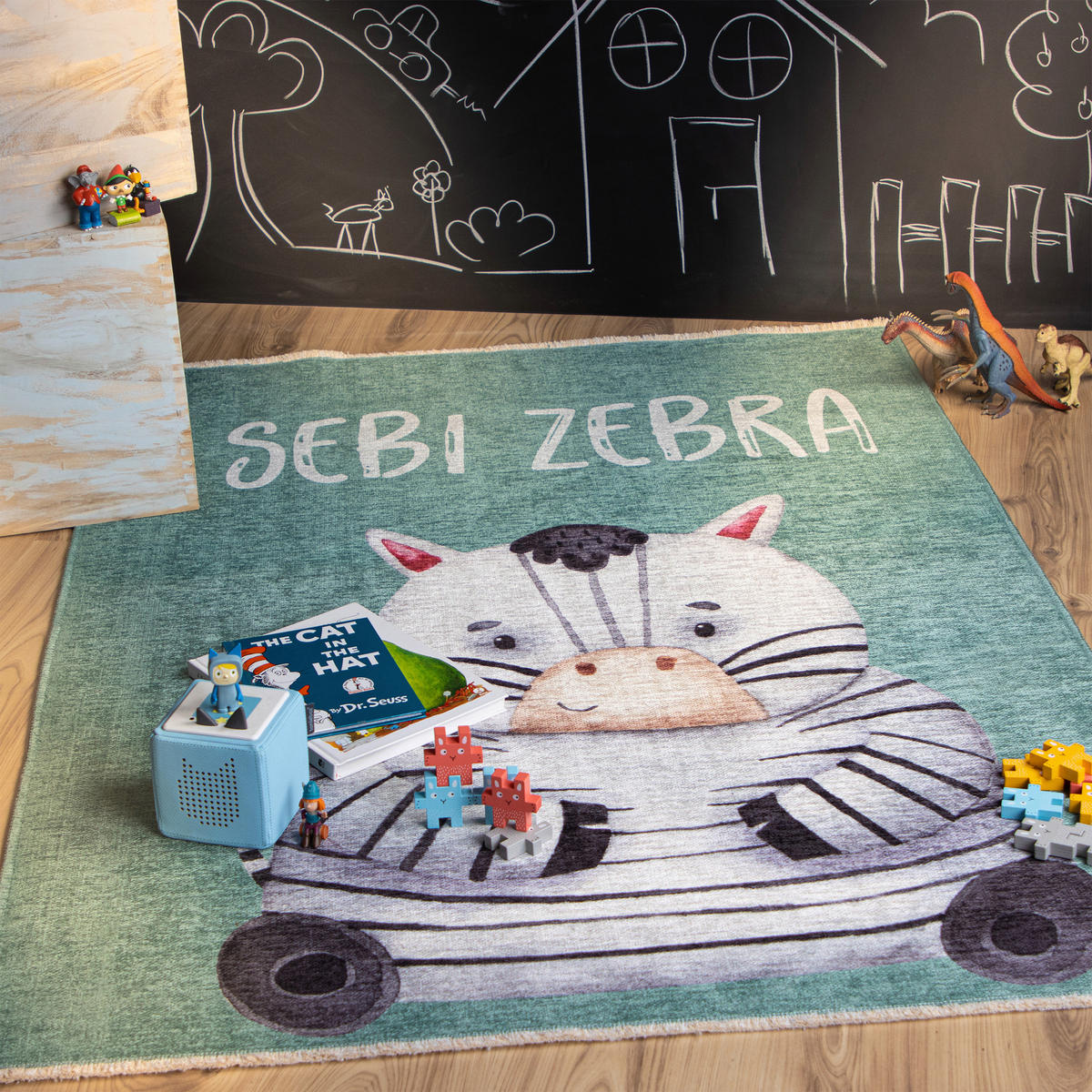 KINDERTEPPICH 115/170 cm  - Weiss/Jadegrün, Trend, Textil (115/170cm) - Ben'n'jen