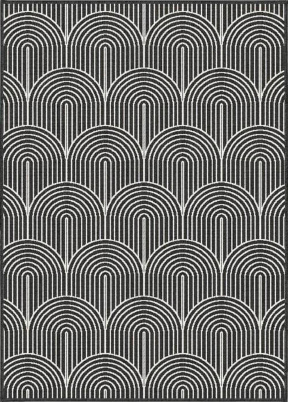 OUTDOORTEPPICH  für Terrasse und Balkon 120/170 cm Pangli Schwarz, Weiß  - Schwarz/Weiß, Design, Kunststoff (120/170cm) - Hanse Home