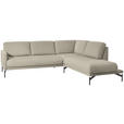 ECKSOFA in Flachgewebe, Struktur Beige  - Anthrazit/Beige, Design, Textil/Metall (254/230cm) - Ambiente