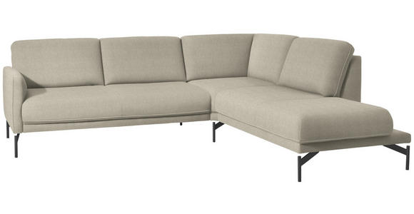 ECKSOFA in Flachgewebe, Struktur Beige  - Anthrazit/Beige, Design, Textil/Metall (254/230cm) - Ambiente