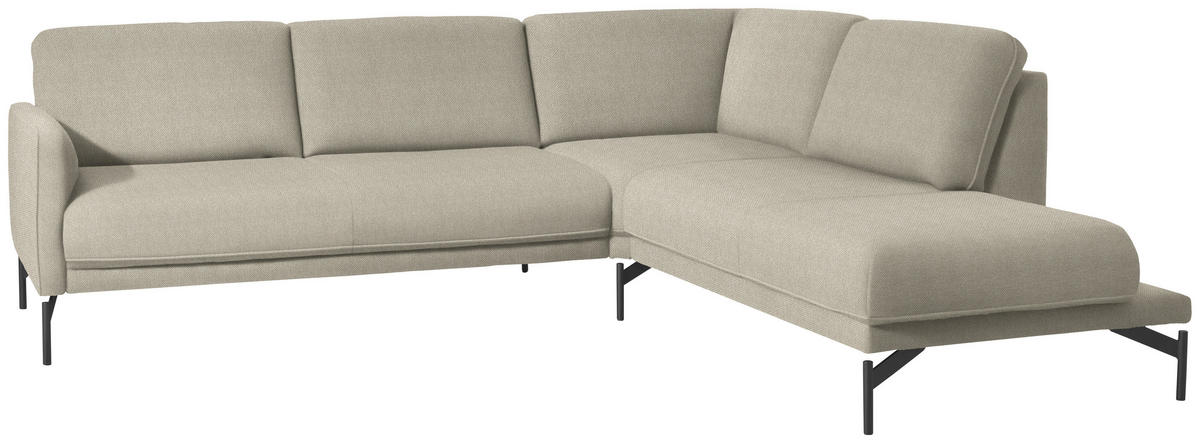 ECKSOFA in Flachgewebe, Struktur Beige  - Anthrazit/Beige, Design, Textil/Metall (254/230cm) - Johann Jakob