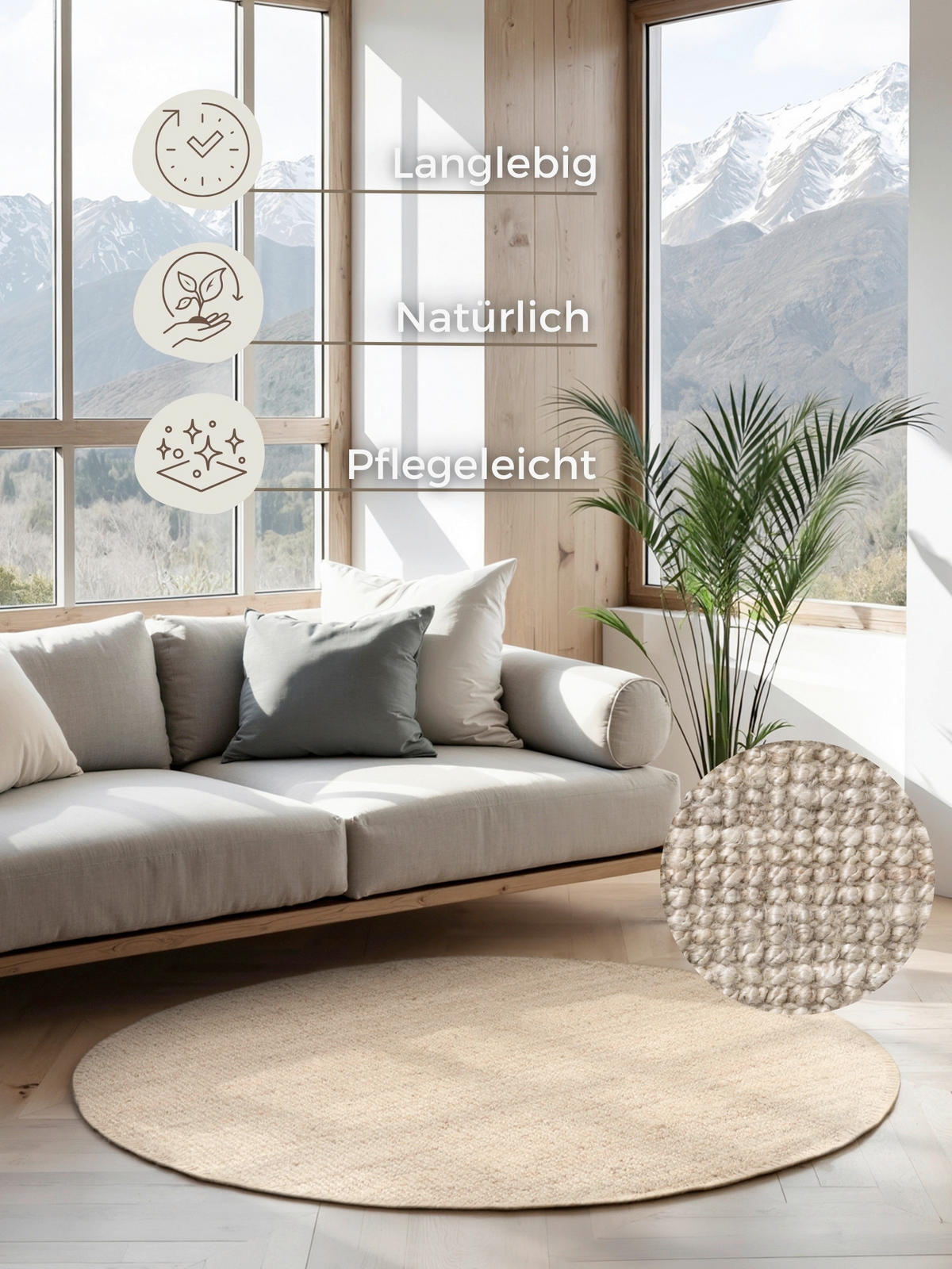 JUTETEPPICH 200 cm Jaipur Champagner  - Champagner, Basics, Textil (200cm) - Hanse Home
