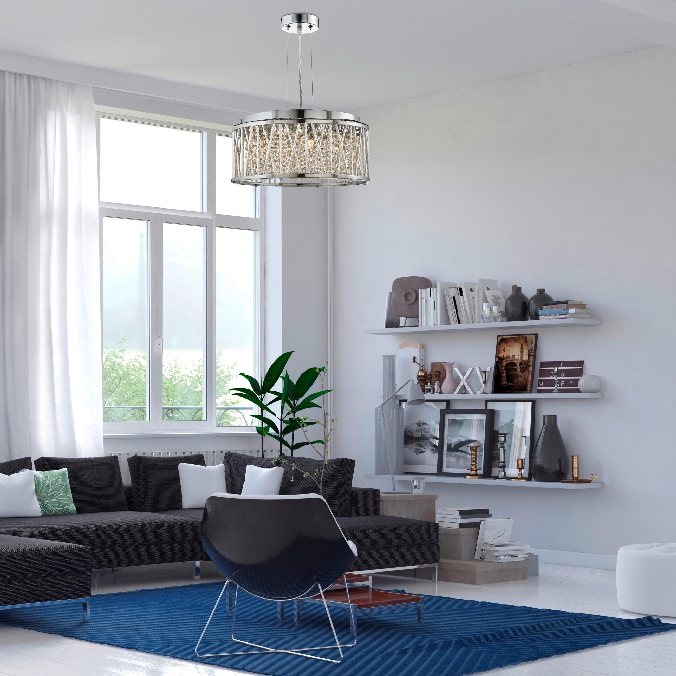 KRISTALL-HÄNGELEUCHTE 35/135 cm   - Chromfarben, KONVENTIONELL, Glas/Metall (35/135cm)
