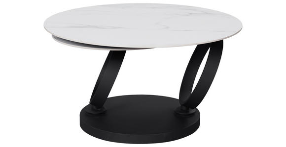 COUCHTISCH 80-133,5/80/43 cm rund Schwarz, Weiß - Schwarz/Weiß, Design, Keramik/Metall (80-133,5/80/43cm) - Dieter Knoll