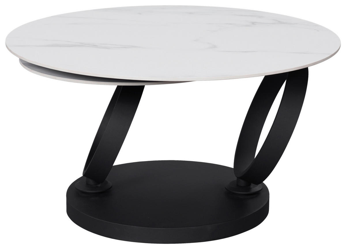 KONFERENČNÝ STOLÍK, čierna, biela, kov, keramika, 80-133,5/80/43 cm - čierna/biela, Design, kov/keramika (80-133,5/80/43cm) - Dieter Knoll