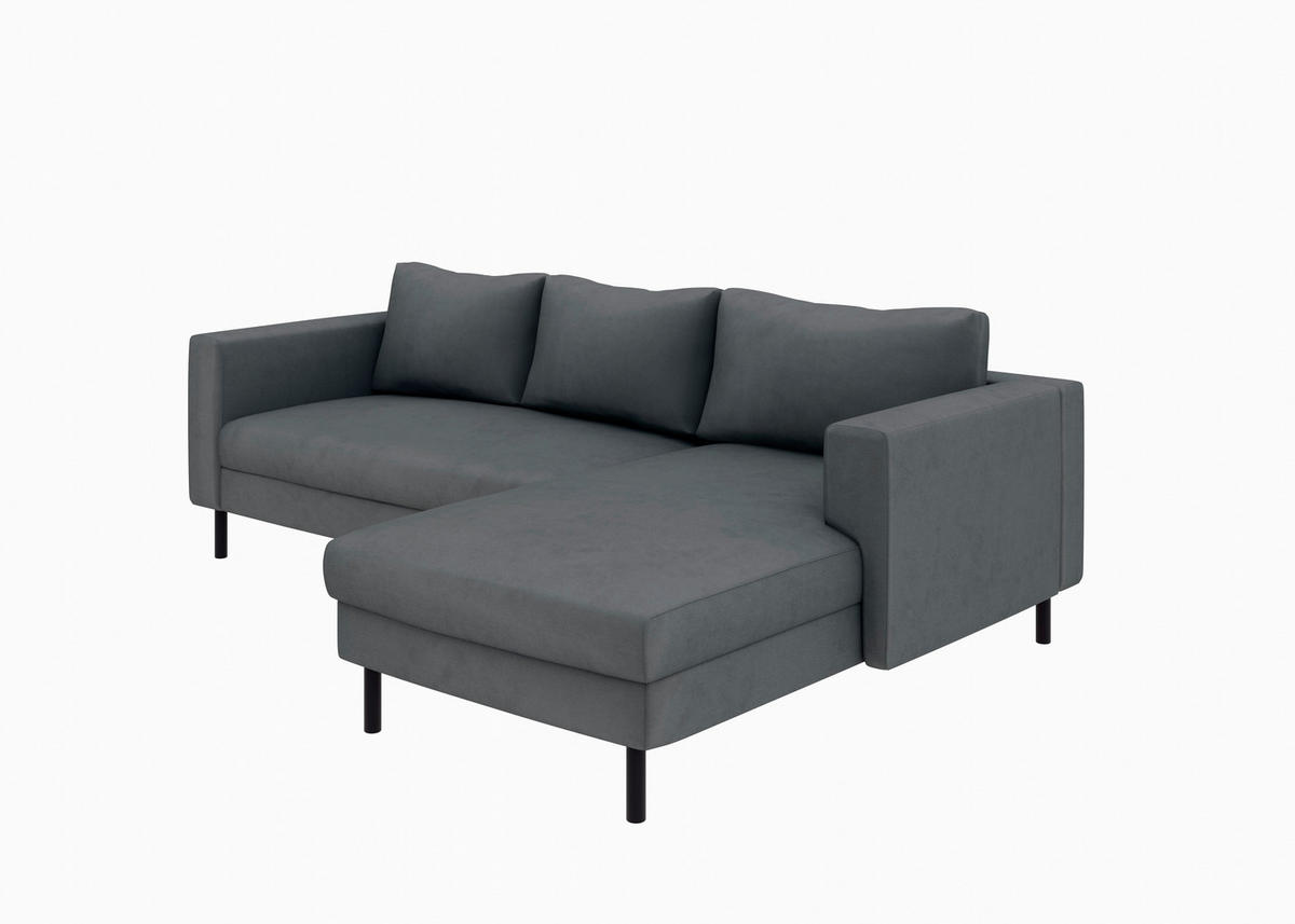 ECKSOFA Anthrazit Struktur  - Anthrazit/Schwarz, MODERN, Textil/Metall (232/161cm) - Trendmanufaktur