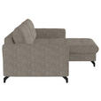 ECKSOFA in Flachgewebe, Leinenoptik Hellbraun  - Hellbraun/Schwarz, Design, Textil/Metall (242/170cm) - Xora