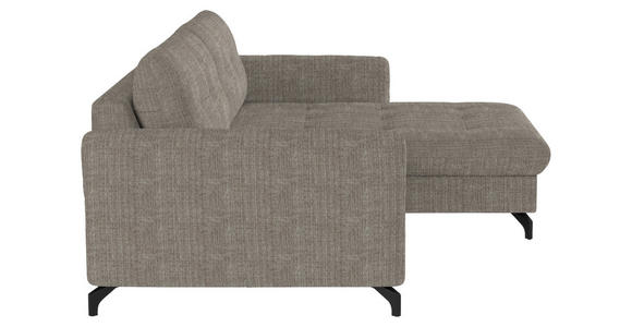 ECKSOFA in Flachgewebe, Leinenoptik Hellbraun  - Hellbraun/Schwarz, Design, Textil/Metall (242/170cm) - Xora