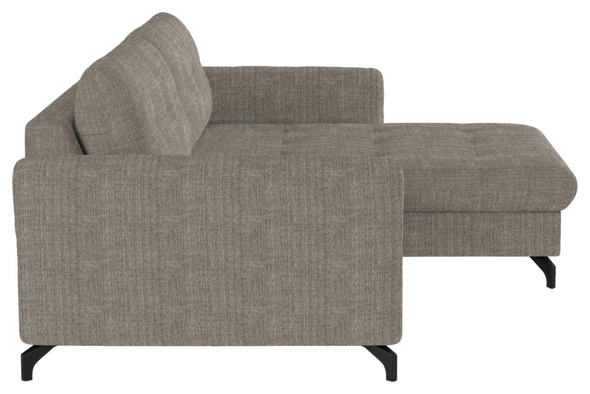 ECKSOFA in Flachgewebe, Leinenoptik Hellbraun  - Hellbraun/Schwarz, Design, Textil/Metall (242/170cm) - Xora