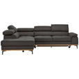 ECKSOFA inkl.Funktionen Grau Lederlook  - Schwarz/Grau, Natur, Holz/Textil (226/282cm) - Novel