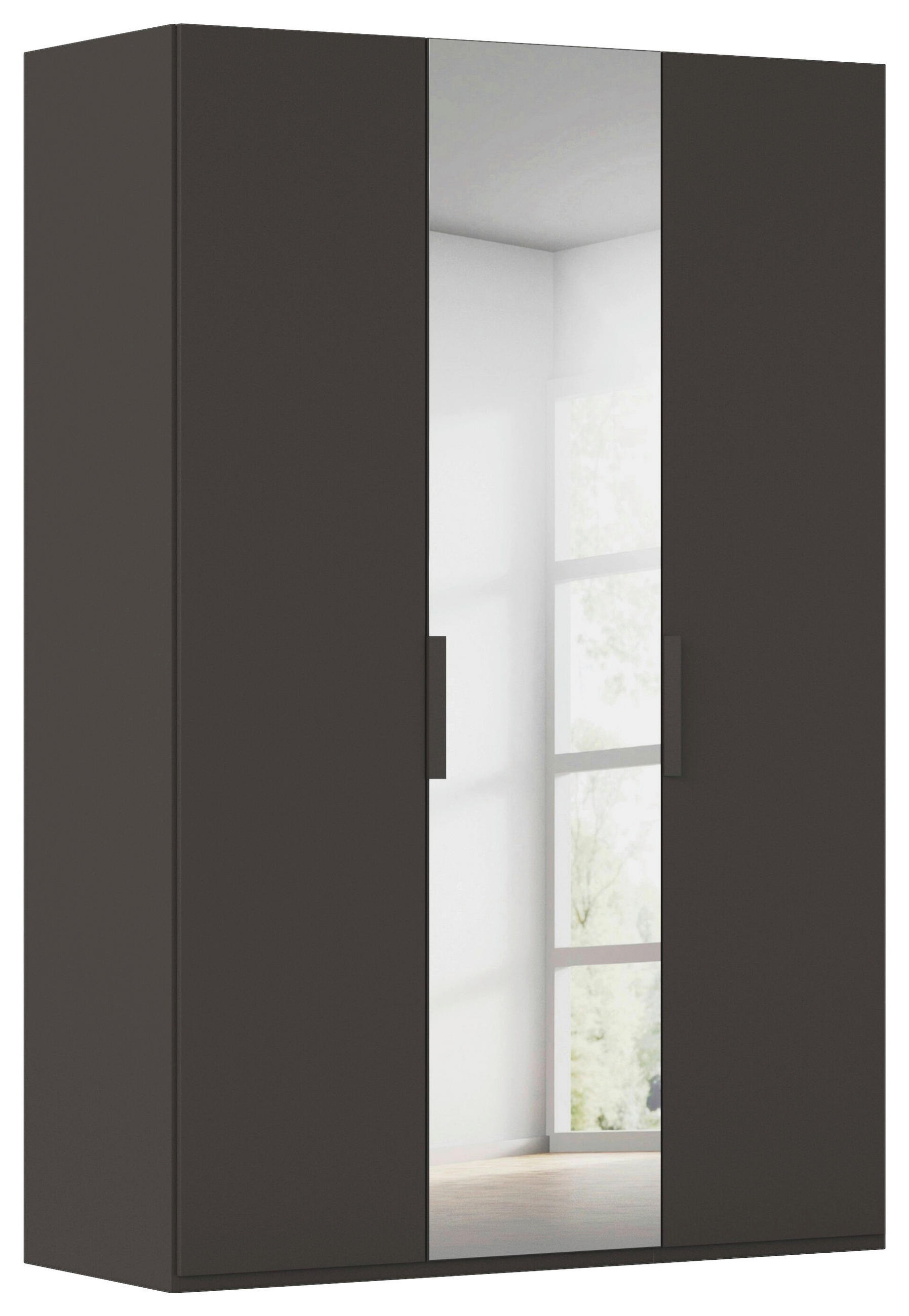 DREHTÜRENSCHRANK 151/235/61 cm,  in Graphitfarben, 3-türig  - Graphitfarben, Basics, Glas/Holzwerkstoff (151/235/61cm) - Novel