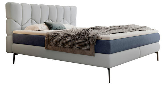 BOXSPRINGBETT 180/200 cm  in Hellblau, Dunkelblau  - Schwarz/Dunkelblau, Design, Leder/Textil (180/200cm) - Esposa