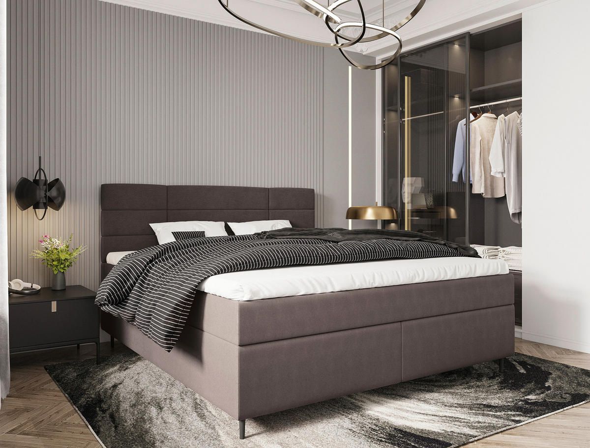 BOXBETT 180/200 cm  in Dunkelbraun  - Birkefarben/Dunkelbraun, Konventionell, Holz/Textil (180/200cm) - Boxxx