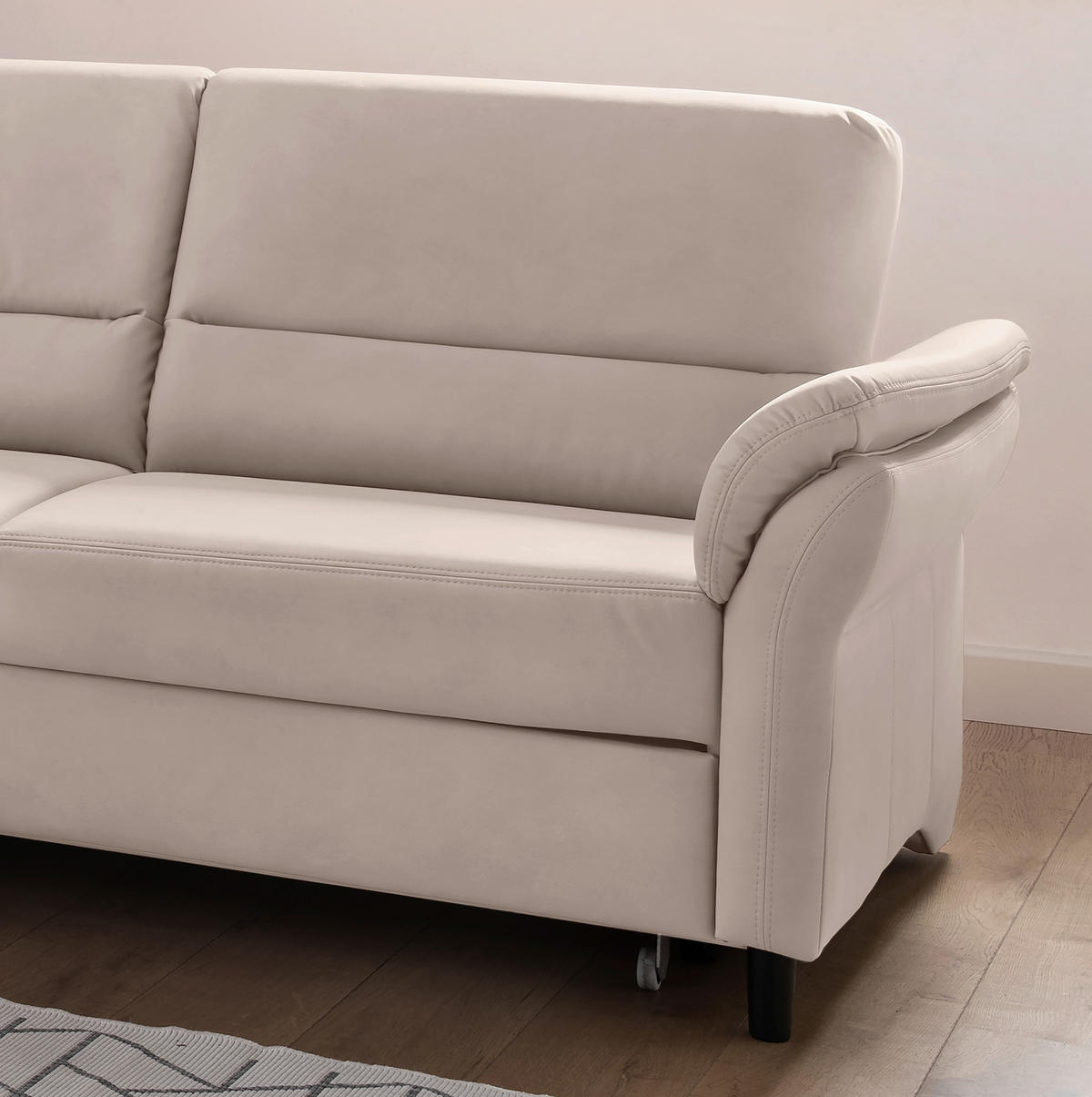 ECKSOFA in Lederlook Beige  - Beige/Schwarz, Modern, Holz/Textil (176/279cm) - Livetastic