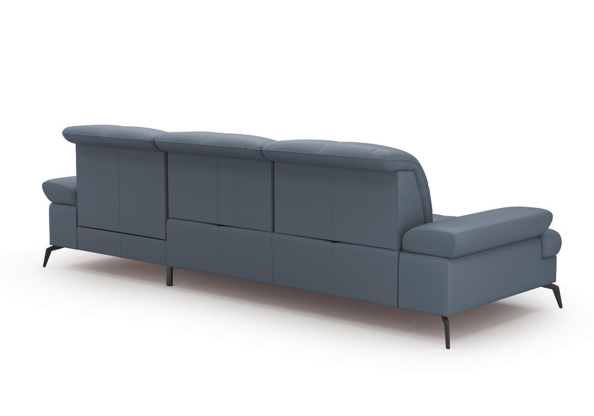 ECKSOFA Graublau Echtleder  - Graublau/Schwarz, KONVENTIONELL, Leder/Metall (279/185cm) - Sit & More
