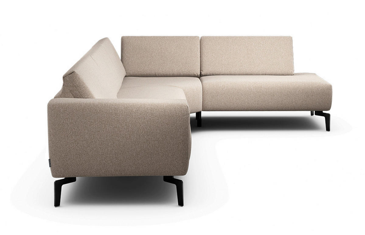 ECKSOFA in Chenille Sandfarben  296/213 cm  - Sandfarben/Schwarz, Design, Textil/Metall (296/213cm) - SENSOO