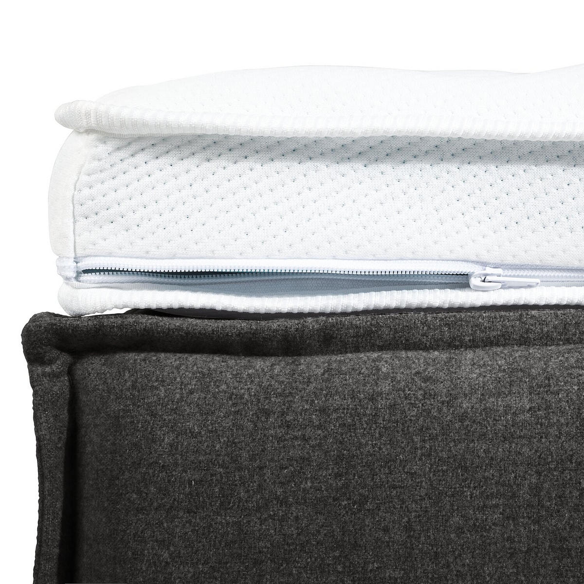 BOXSPRINGBETT 140/200 cm  in Anthrazit  - Anthrazit/Schwarz, Design, Textil (140/200cm) - home24