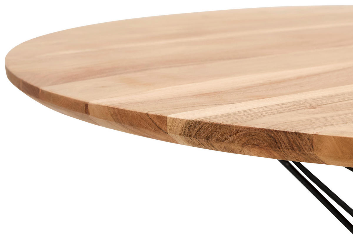 ESSTISCH in Holz, Metall 115/76/115 cm  - Schwarz/Akaziefarben, LIFESTYLE, Holz/Metall (115/76/115cm) - home24